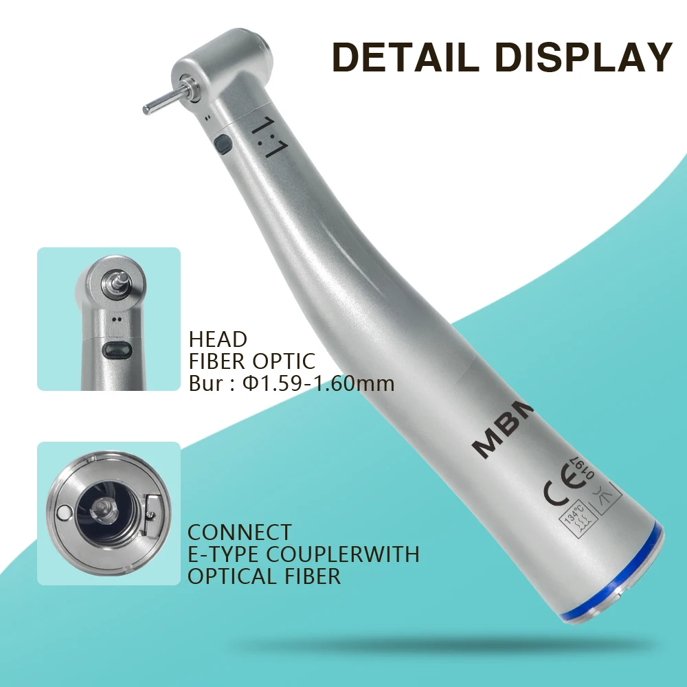 Fiber Optic Handpiece 1:5 Red Ring 1:4.2 Increasing Speed 1:1 Contra-Angle 1:1 Straight Nose for Dental Brushless Electric Motor