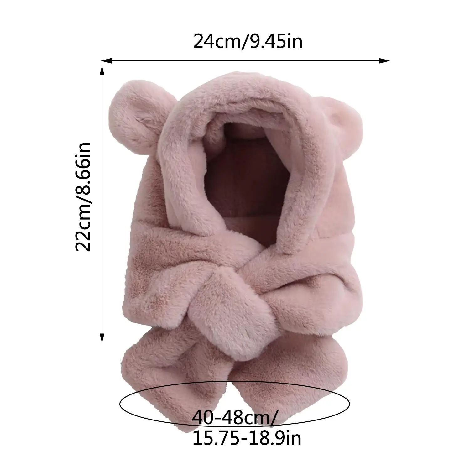 Winter Baby Hat Scarf One-Piece Faux Fur Kids Hats Cartoon Bear Warm Neck Ear Cap For Boys Girls Windproof Beanies Infant Stuffs