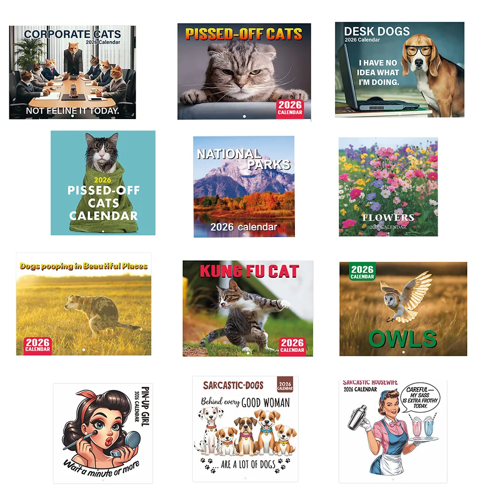 

Настенный календарь на 2026 год, календарь на 12 месяцев, ежемесячный планировщик, подвесной календарь для офиса, школы, дома, подарки