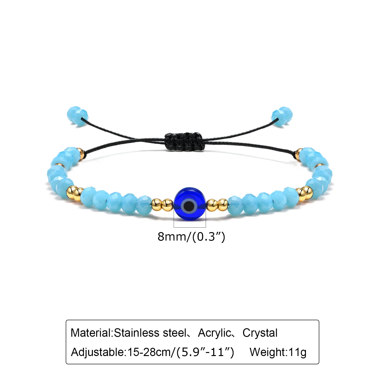 Colorful Beaded Chain Evil Eye Bracelet for Women Adjustable String Amulet Protection Jewelry