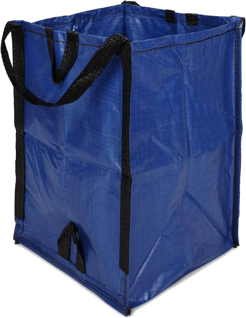 

Heavy Duty Reusable Lawn Bags 48-Gallon Self-Standing Leaf Garbage Can with Reinforced Handles, Blue, 3 Pack