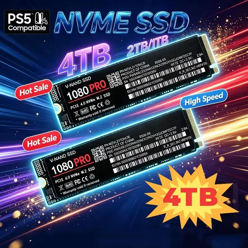 2026 Internal M.2 NVMe SSD 1080 PRO PCIe Gen4.0 X4 TLC 3D NAND 500GB 1TB 2TB 4TB 2280 Gaming Drive For PS5 PC Laptop