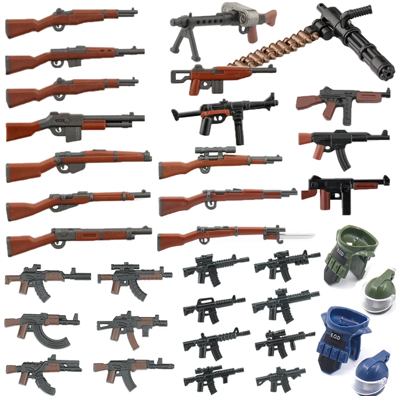 Soldiers Weapon Accessories Building Blocks Military Guns Sniper Rifle M2 Machine Gun Two-colour Printing Bricks Toys Boys Gifts