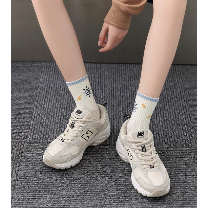 5 Pairs Girls Socks Cute Sun bear Print Sweet Style Skin-Friendly Comfortable And Breathable Pure Cotton For women