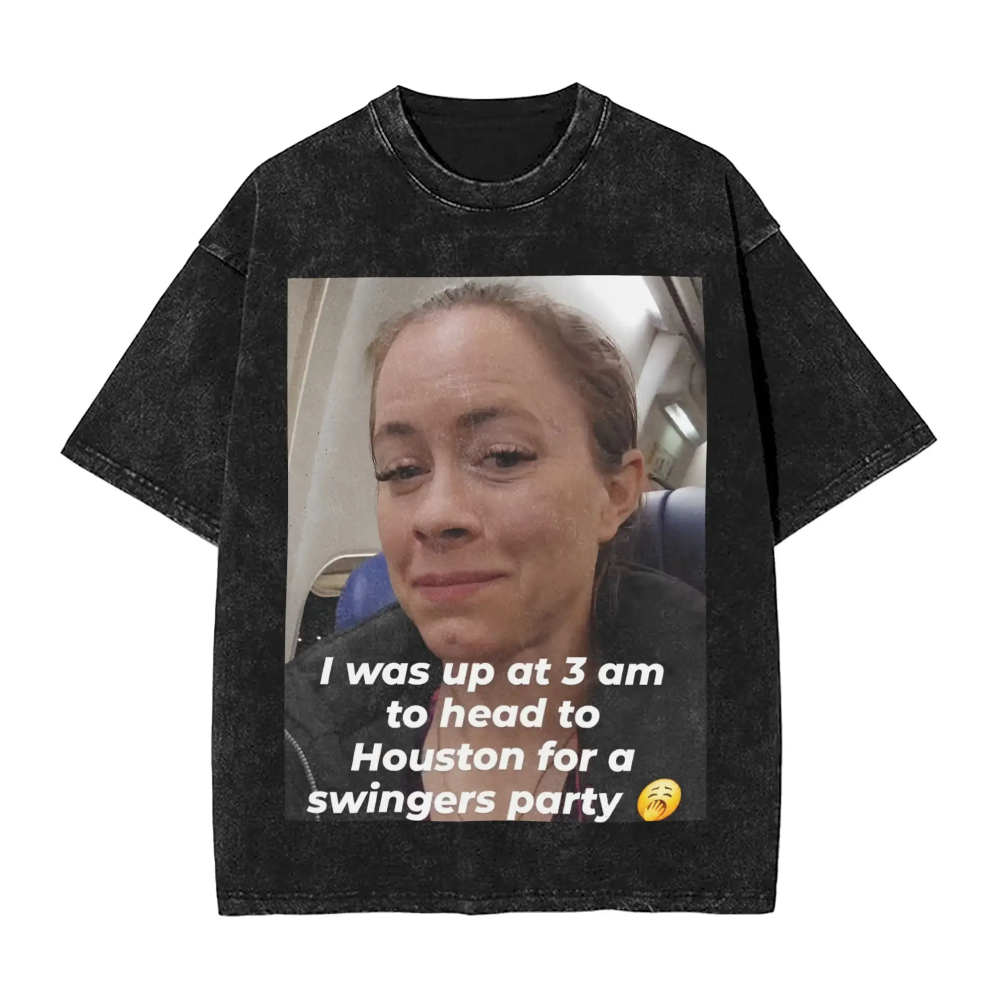 

Men Women's T-Shirt Houston Swingers Party Washed T-Shirts Leisure Summer Tee Shirt Streetwear Design Cotton Tops Gift