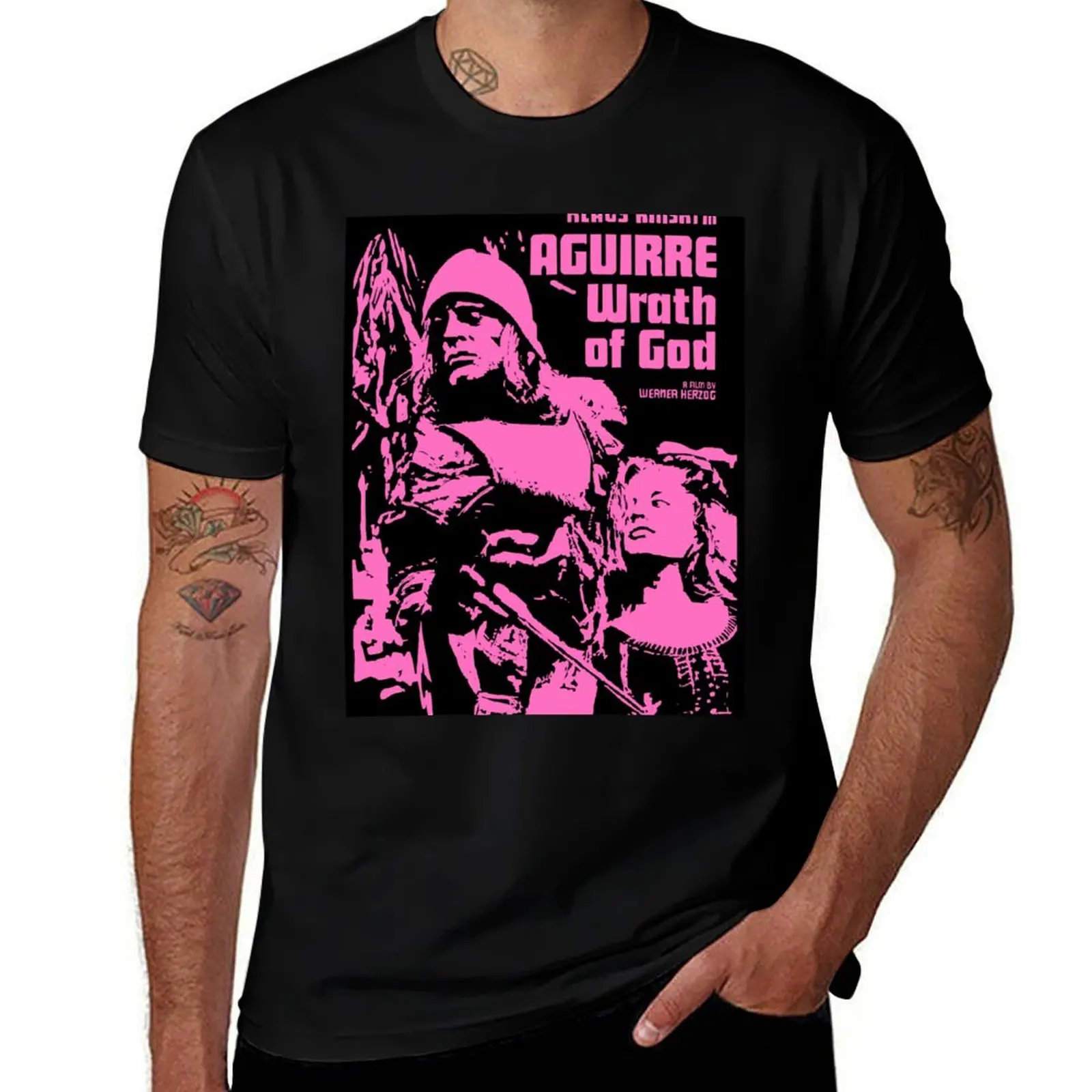 

LARGE aguirre wrath of god pink movie poster T-Shirt t shirts for man graphic vintage t shirts for man slim fit