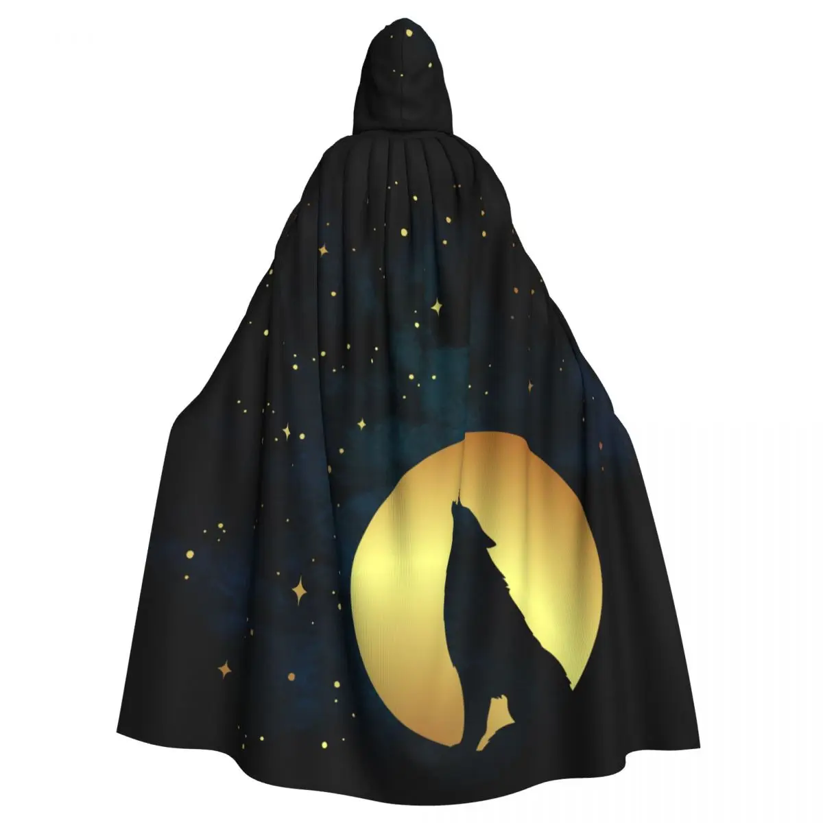 Wolf Howling At The Full Moon Unisex Adult Cloak with Hood Long Witch Costume Cosplay