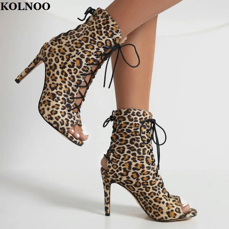 Kolnoo Handmade New Arrival Ladies High Heels Sandals Cross-shoelace Peep-toe Slingback Sexy Prom Shoes Evening Fashion Shoes