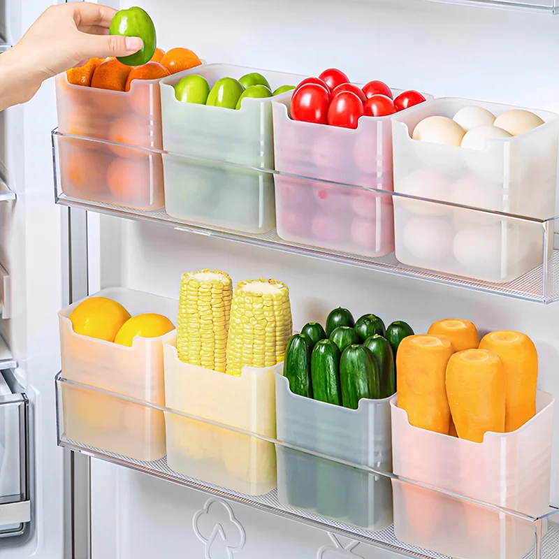 Refrigerator Side Door Storage Box Food Vegetable Fruit Eggs Fresh Organizer with Handle Household Kitchen Fridge Containers Box