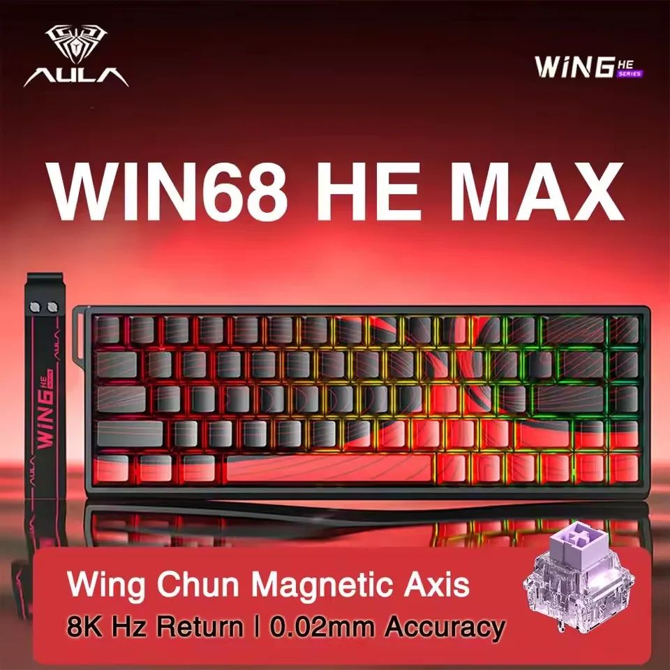 AULA WIN60 WIN68 HE Magnetische Kabelgebundene Tastaturen, Esports Rapid Trigger 8K Return RGB Hotswap Mechanische Tastatur für PC-Gamer, Geschenke