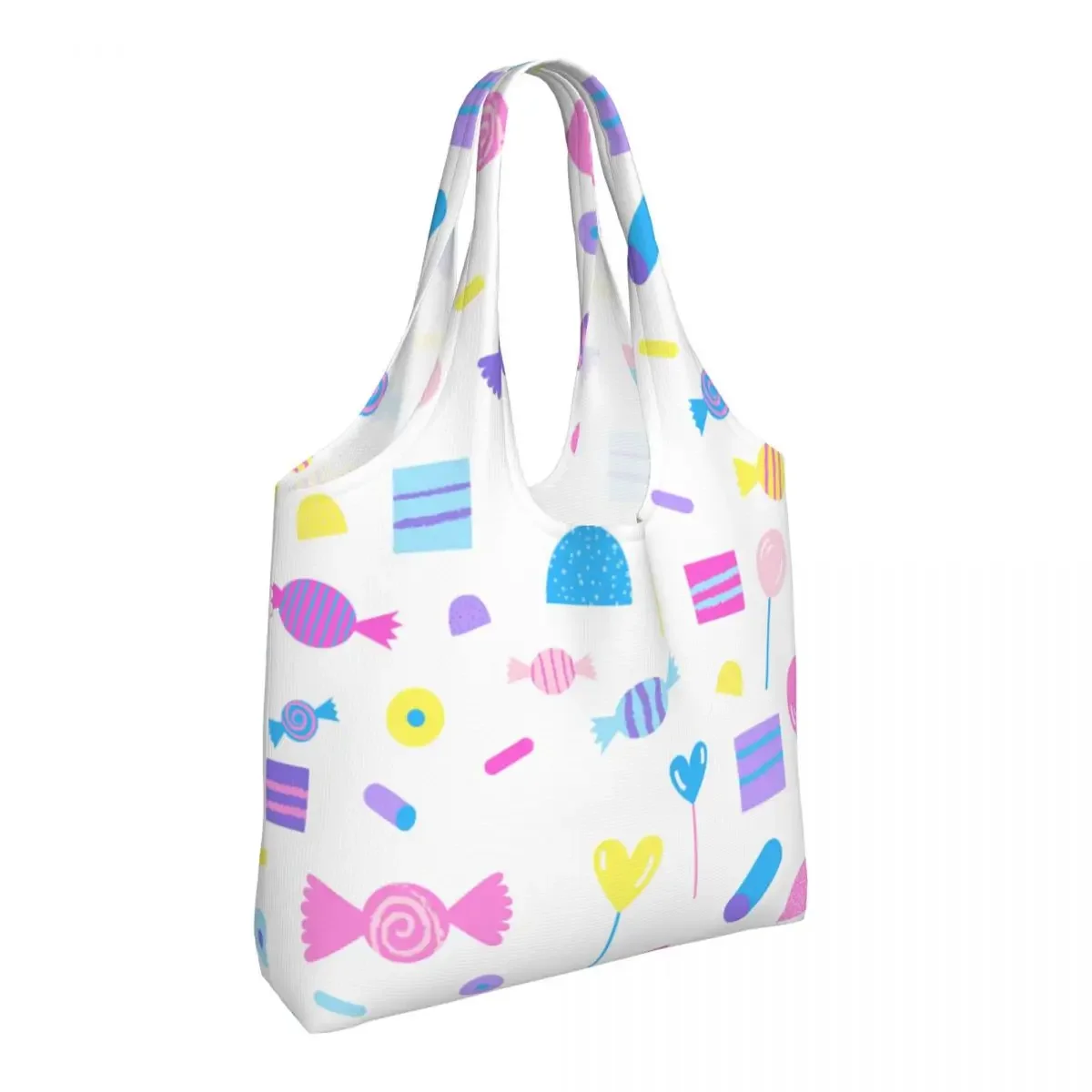 Candy Crush White Cloud Grocery Tote Shopping Bag Street Mmural Art Eldridge Canvas Shoulder Shopper Bag Big Capacity Handbags