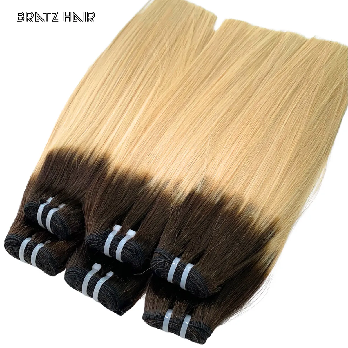 العظام مستقيم سوبر مزدوجة تعادل أومبير براون شقراء حزم الخام الفيتنامية الشعر شقراء حزم 100 جرام 13x4 أمامي 4x4 إغلاق