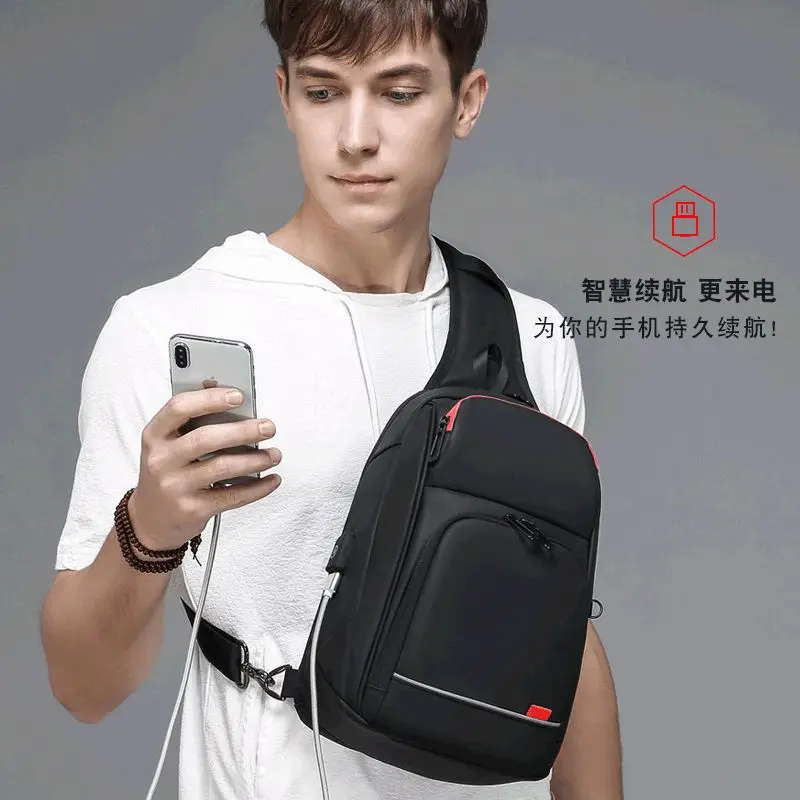 EURCOOL 9.7 iPad Crossbody Shoulder Bag for Men Short Trip Water Repellent USB Charging Messenger Chest Pack For Male сумки