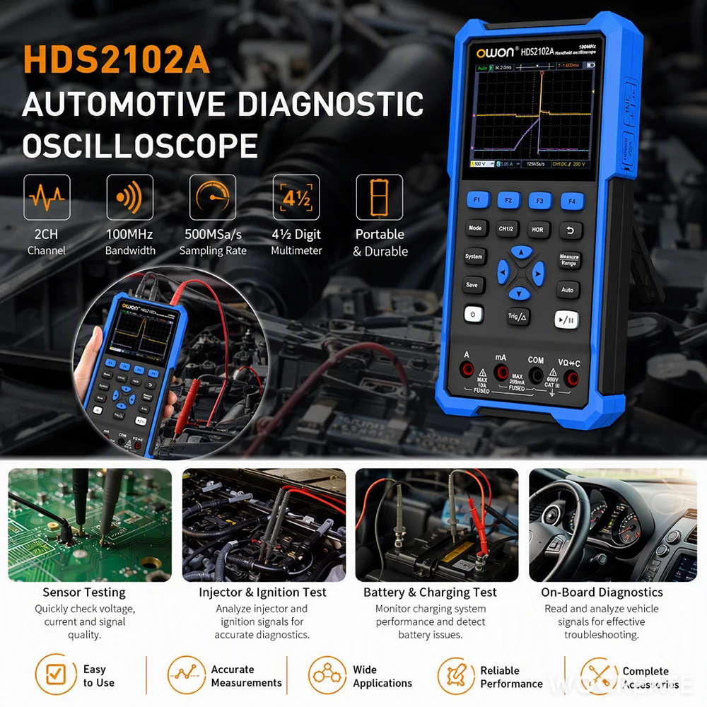 [hds2102a] HDS2102A 키트, 100MHz, 2채널, 자동차 진단용 오실로스코프 겸 멀티미터, 엔 썸네일 4