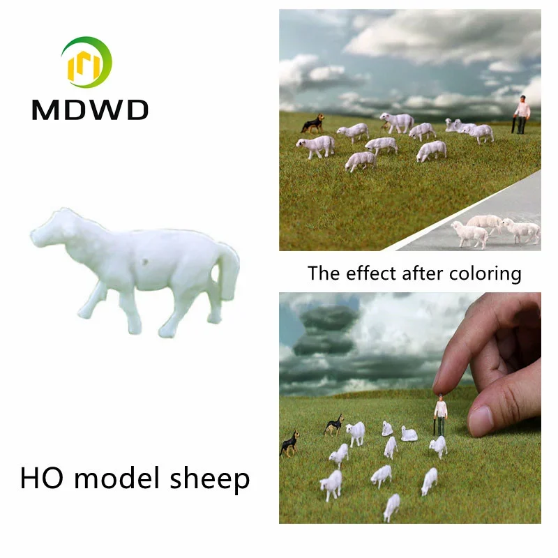 10pcs Model  White Sheep Animal Toy Diorama Landscape Ho N Scale Train Building Painting Railway Color Farm Animal