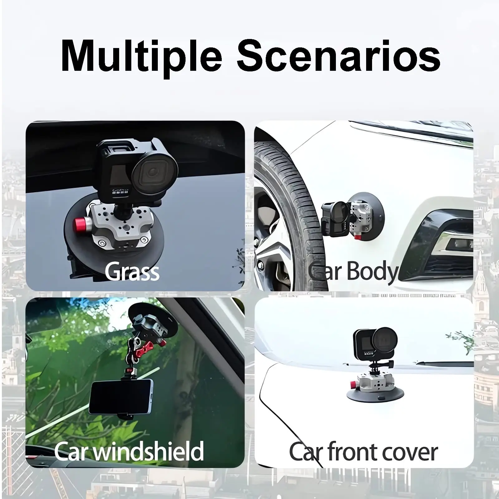 Fifield Car Camer Suction Cup Mount for Video Shooting On Car Body Boats Windows Any Smooth Surface Compatible With Camera