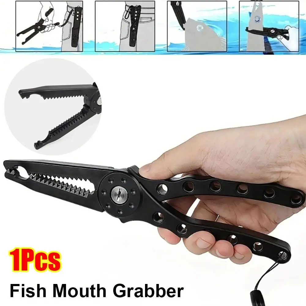 1 Stück Langlebiger Rutschfester Fischmaulgreifer mit Verstellbarem Seil, Metall-Fischlippenklemme, Angelzange, Angelzubehör