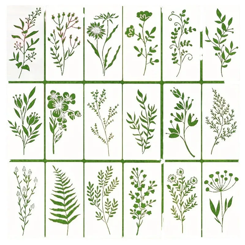 18Pcs/Set 15cm Wild Grass Leaves DIY Layering Stencils Painting Scrapbook Coloring Embossing Album Decorative Template