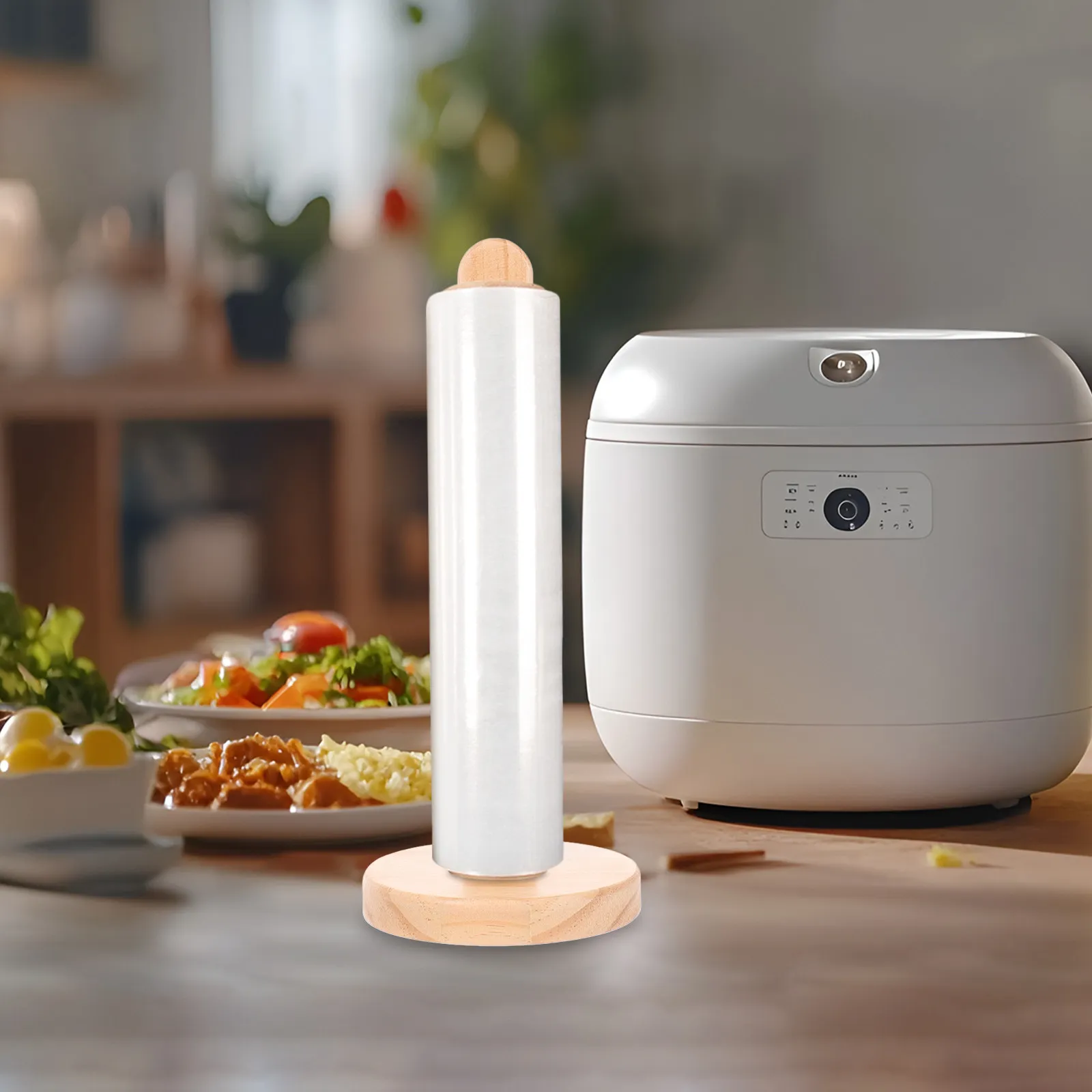 

Держатель для бумажных полотенец из массива дерева, настольный, экономящий место органайзер для кухни и ванной комнаты, для хранения бумажных полотенец, пищевой пленки и пакетов