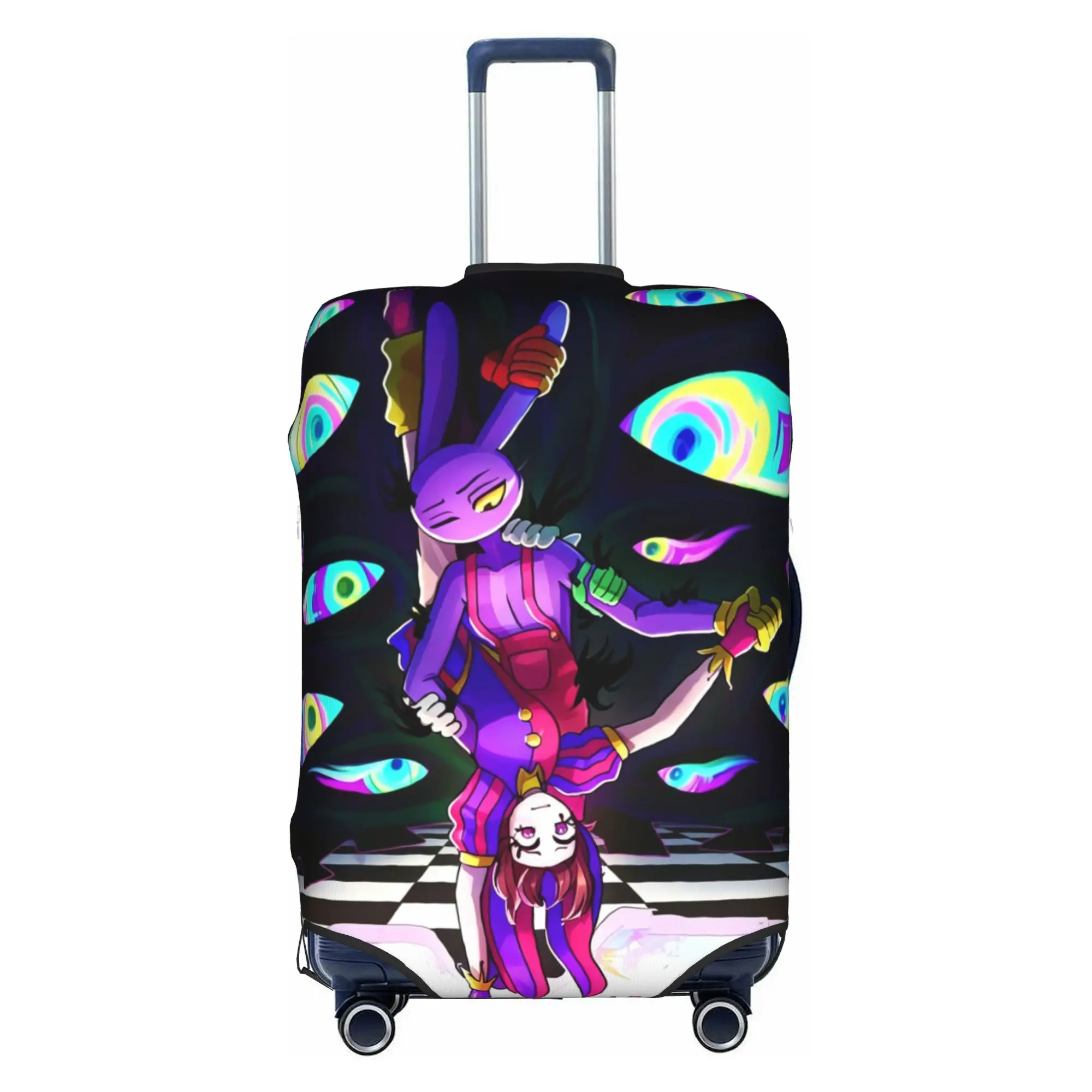 Custom Funny Jax D-Digitals Circus Luggage Cover Protector Washable Black Humor Anime Travel Suitcase Covers