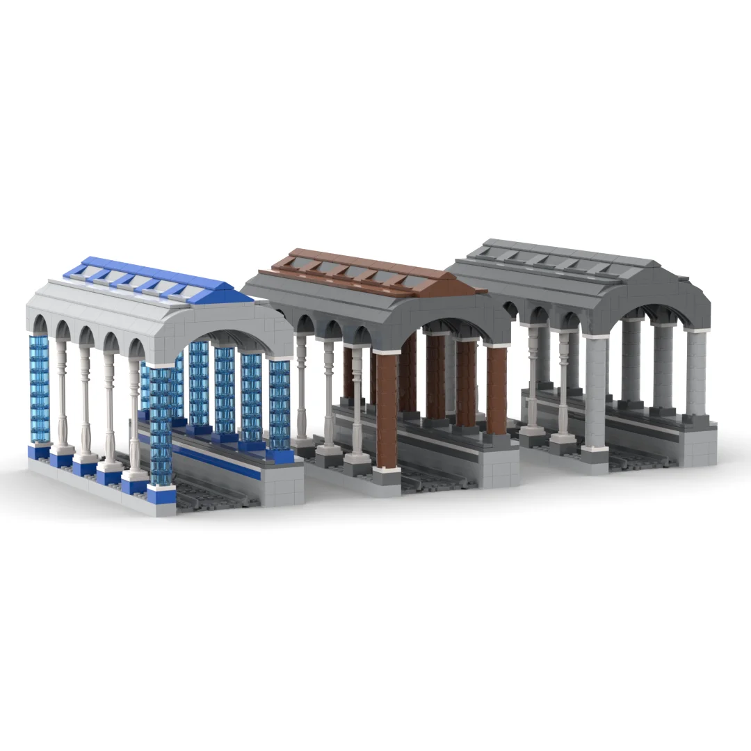 Moc Building Block Toy City Train Tunnel Train Station Entrance Simulation Railway Track Transportation DIY Brick Toy for Boys