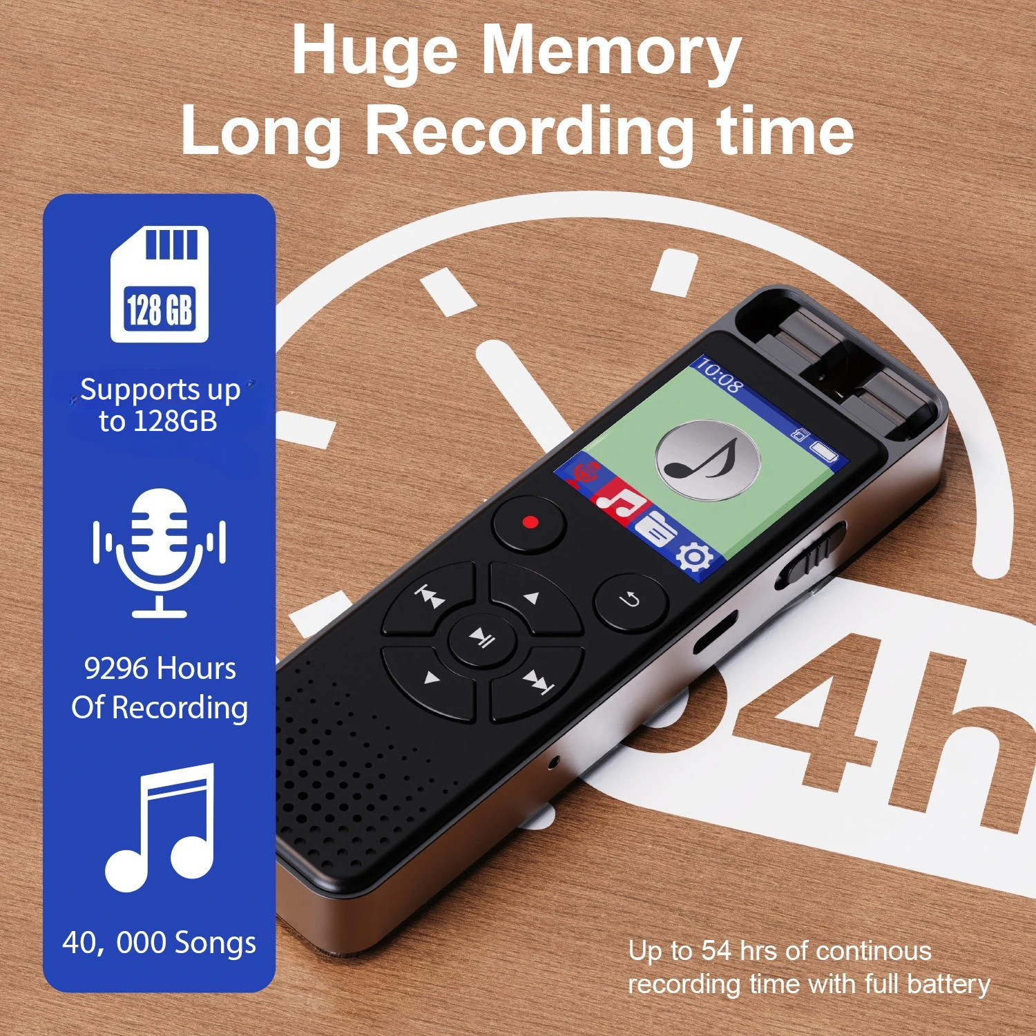 N13 مسجل صوت رقمي عالي الجودة HD مشغل MP3 لتسجيل بلوتوث ذكي مع تسجيل بنقرة واحدة للإملاء الاحترافي