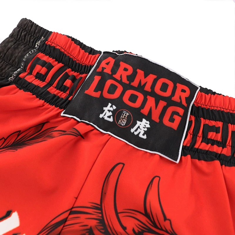 Rashguard Jiu Jitsu Grappling Fight MMA Shorts Gym Training Muay Thai Pants Kick Boxing T Shirt Men Red Dragon Thai Box Clothes