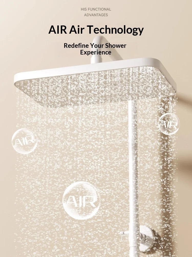 Shower Set Household Cream Wind White Bathroom Constant Temperature Rain Booster Genuine All Copper Square Shower Head
