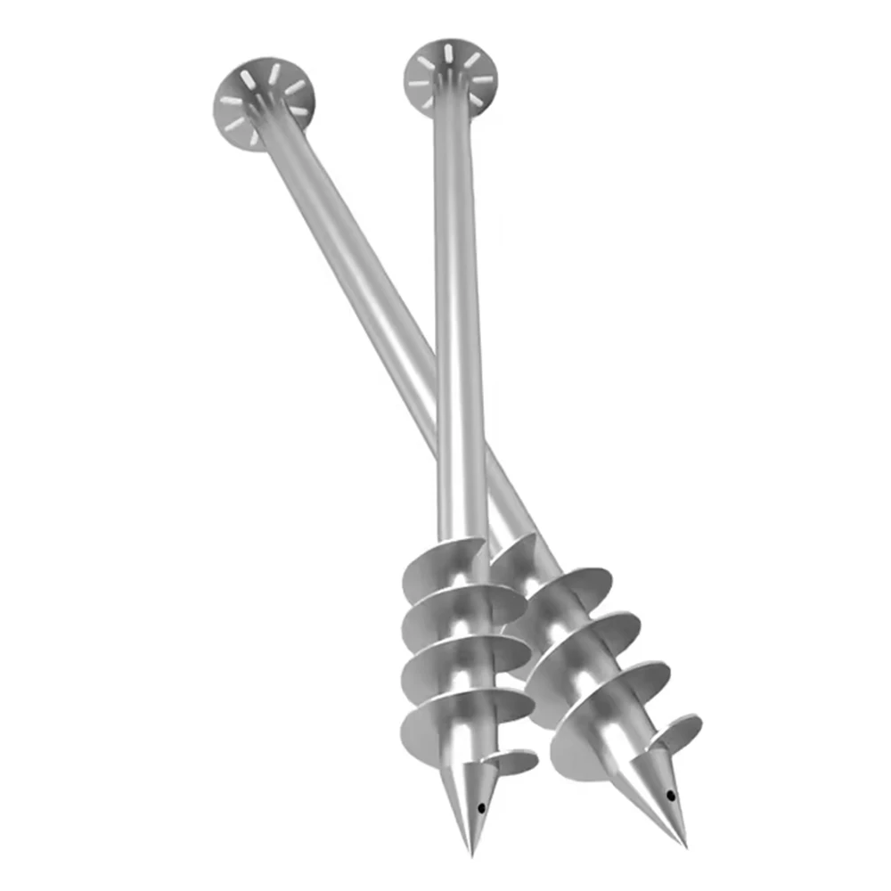 Custom steel alloy high-strength screw piles with galvanized anchor bolts provide stable support and enhanced durability