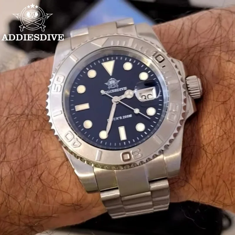 ADDIESIDVE Hot Sale Men Watch BGW9 Blue Luminous 316L Stainless Steel Calendar Display 200m Waterproof Quartz Watch Reloj Hombre