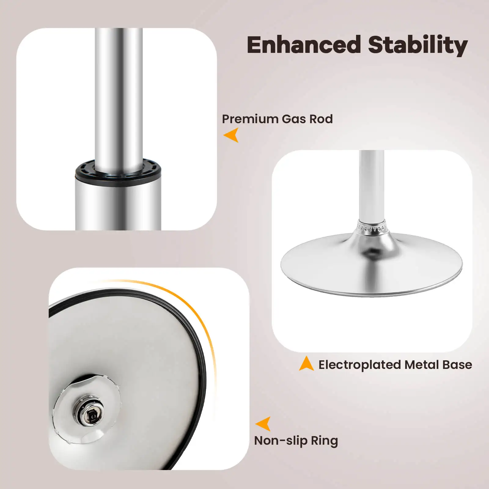 Sgabelli da Bar moderni girevoli Set di 4 con Base in metallo resistente e schienale poggiapiedi
