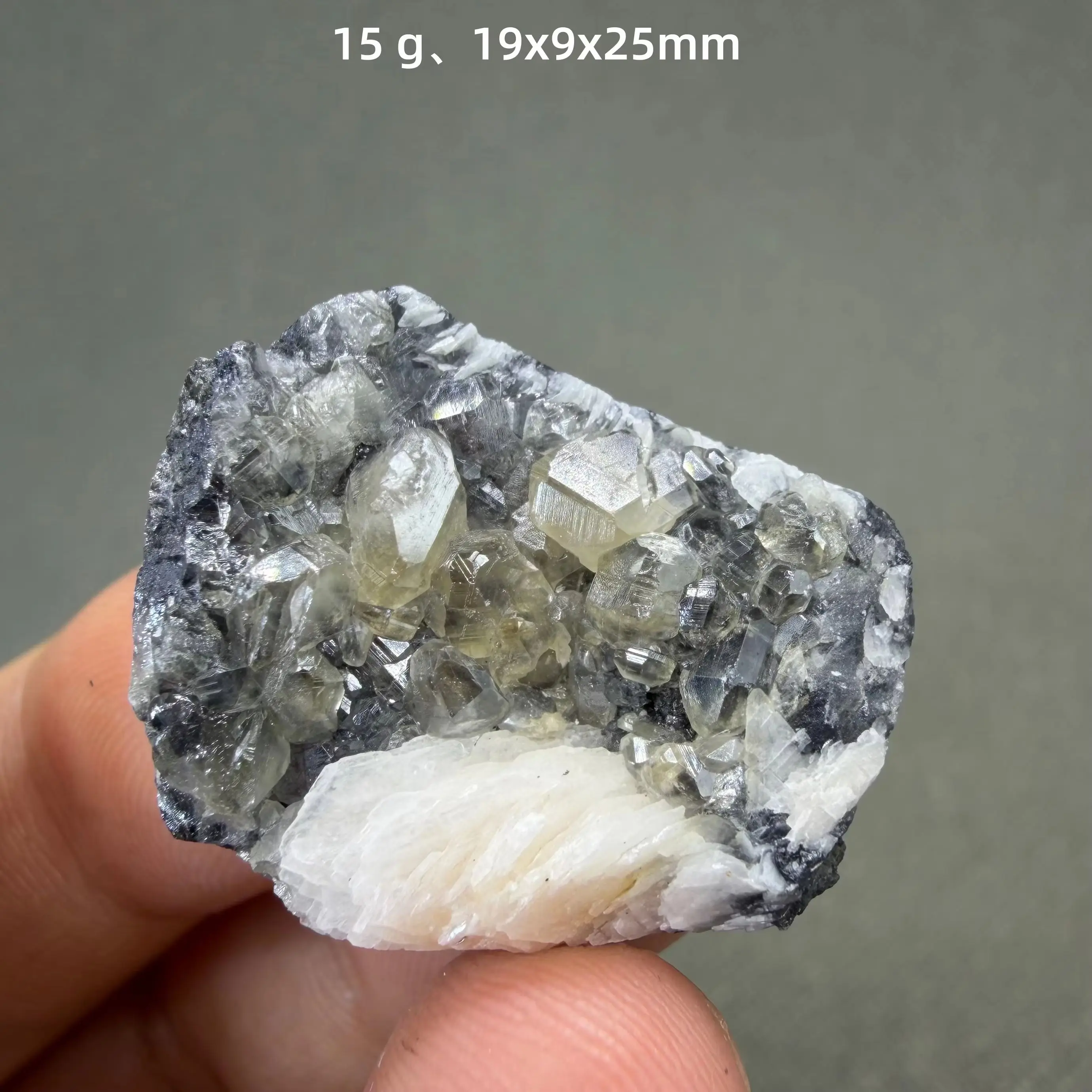 Rare Fluorescent Cerussite Growing on Galena Matrix UV Reactive White Lead Ore Collector Grade