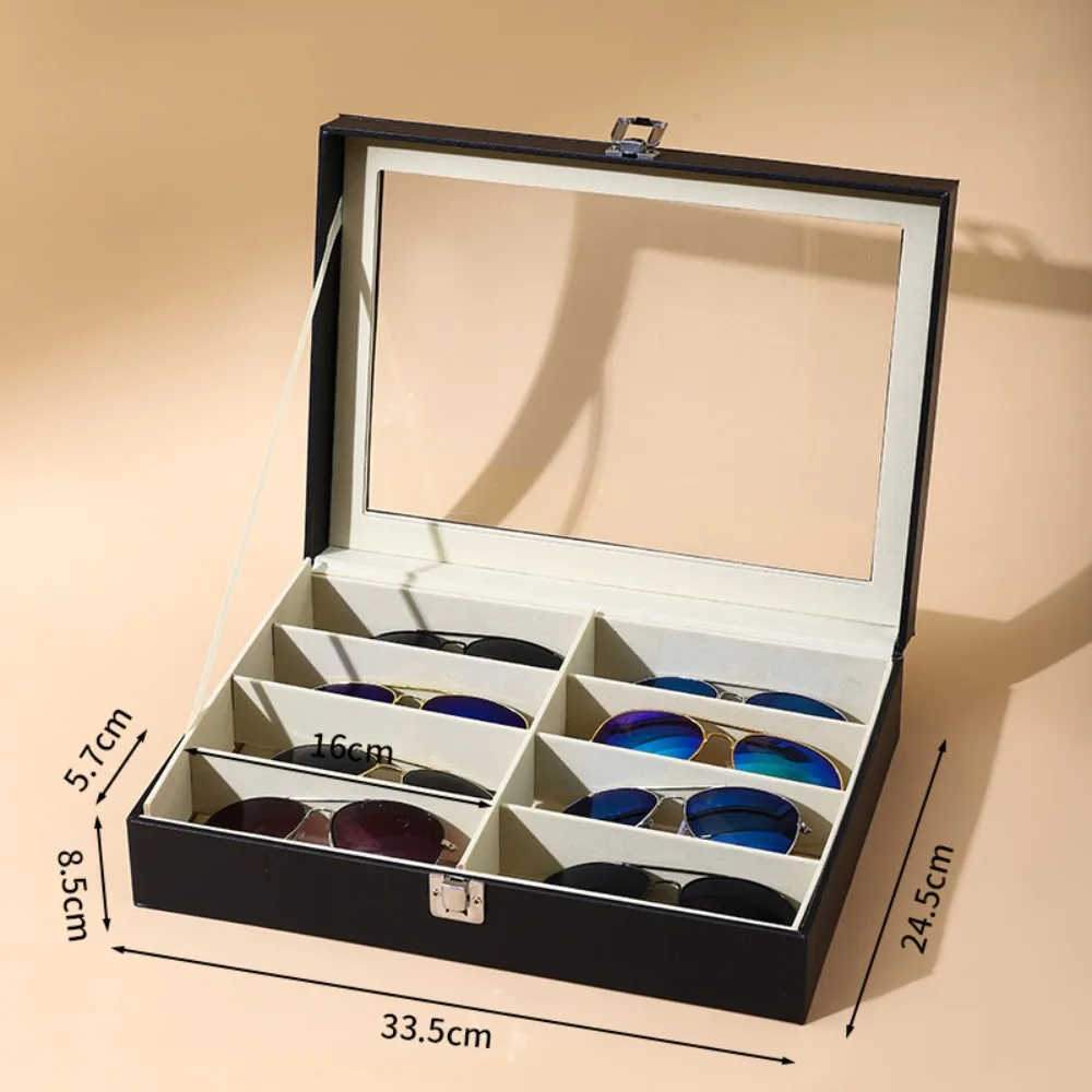 8‑Grid Sunglasses Display Case Multi Grid Clear View Glasses Storage Box Multi-Functional Dust-Proof Eyeglasses Display Stand