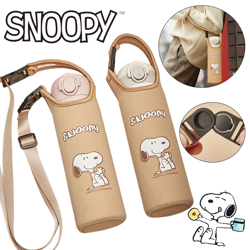 

Snoopy Portable Sport Water Bottle Cover Cartoon Insulated Cup Protective Sleeve Pouch Women Children Sport Camping Accessor