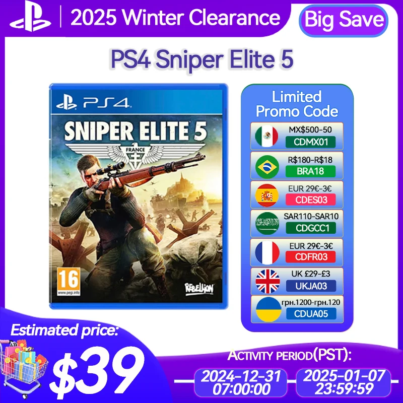 Sony PlayStation 4 PS4 Sniper Elite 5 Game Deals for Platform PlayStation4 PS4 PlayStation5 PS5 CD-version Game Consoles