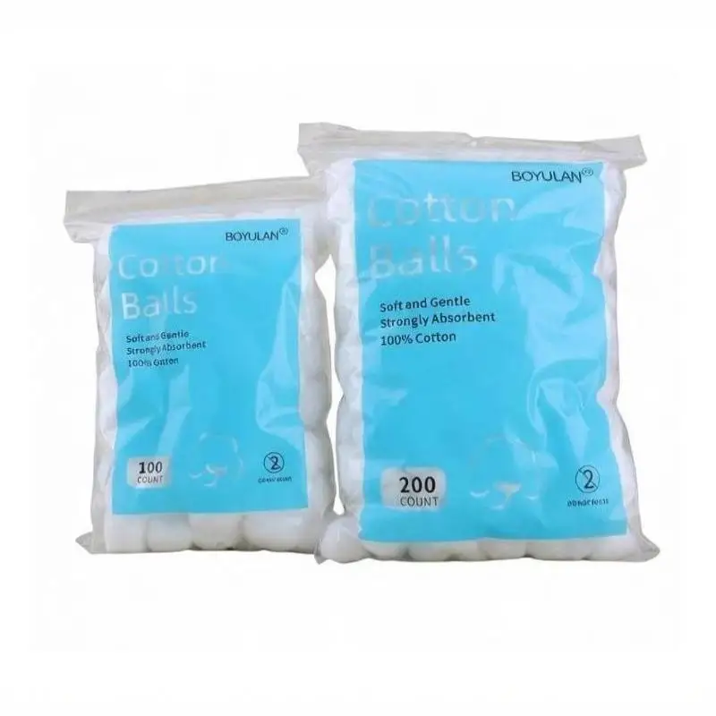 100/200Pcs Pure Absorbent Cotton Balls Soft Gentle Multi-use For Skincare Baby Care Daily Cleaning