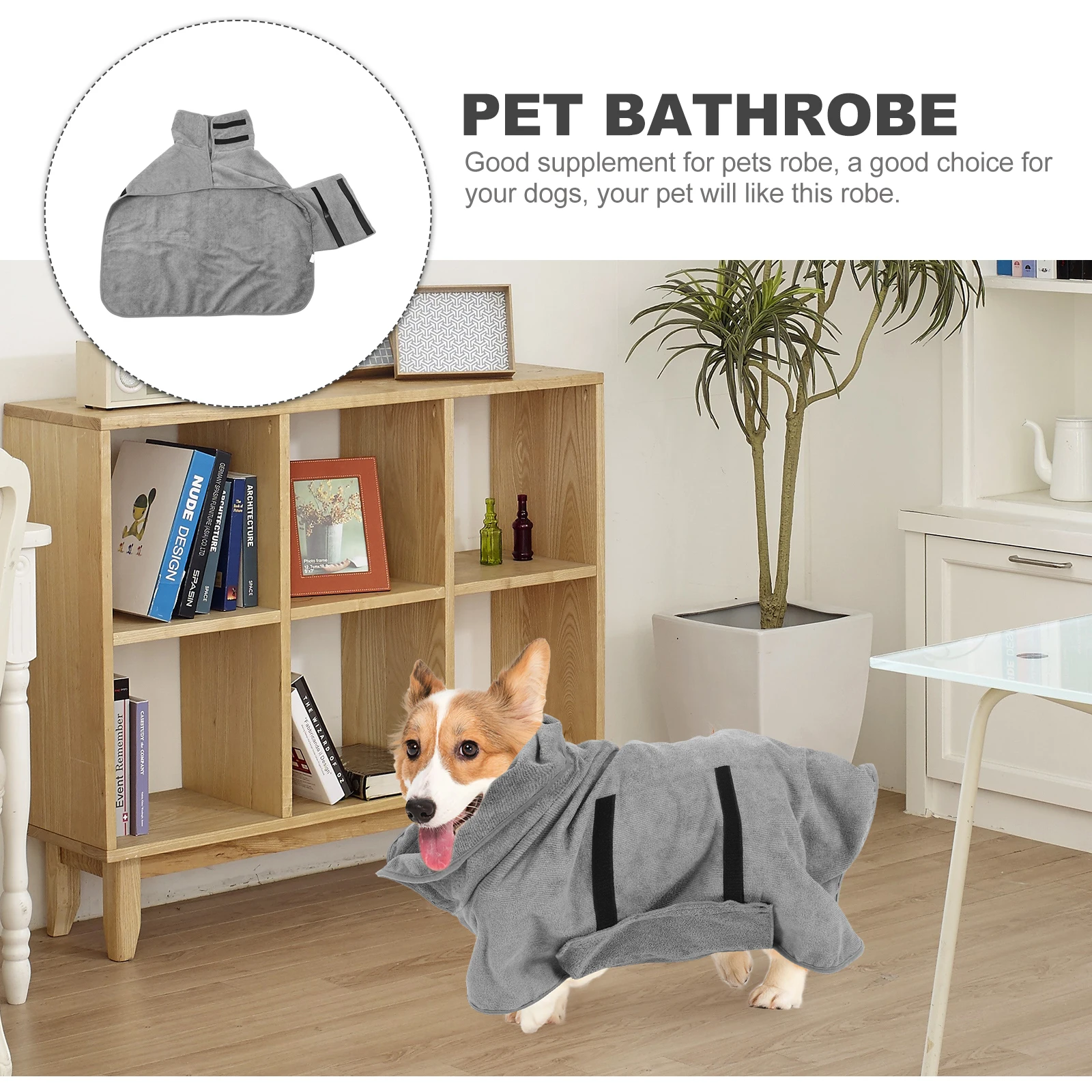 

Pet Cat Grey L Size Polyester Dog Drying Coat Drying Coat Absorbent Towel Warm Design Supple Dog Bathrobe Lightweight