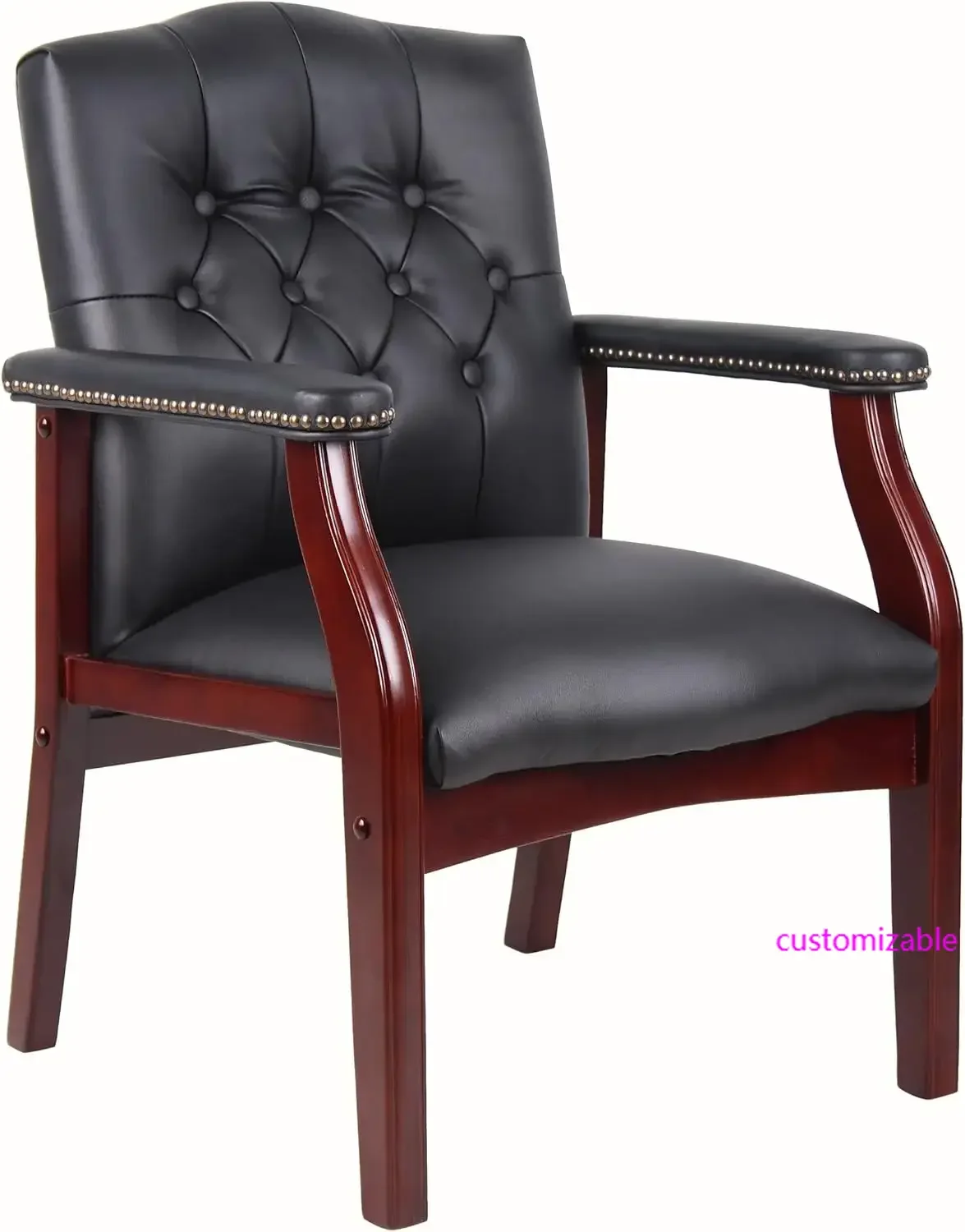 Silla ejecutiva para invitados Ivy League, vinilo, negro