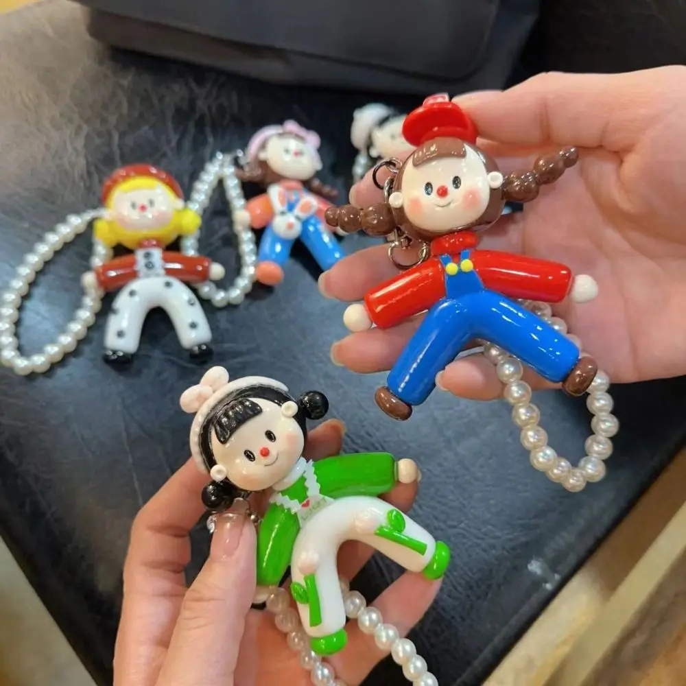 

Funny Cute Bifurcate Girl's Keychain Trinket Handmade Clay Girl Doll Key Chain Creative 3D Cartoon Girl Keyring Student