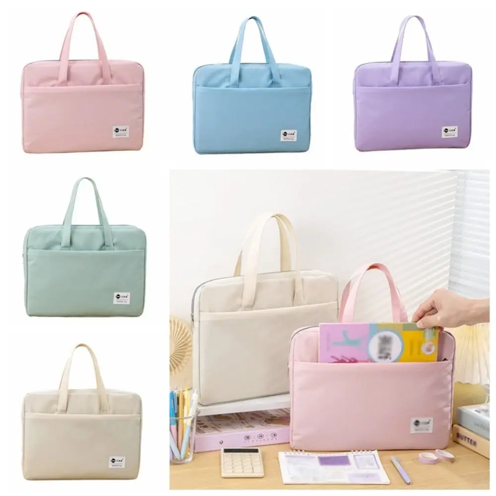 

Large Capacity Document Storage Bag Oxford Cloth Double Layer A4 File Organizer with Handle Waterproof Book Storage Bag