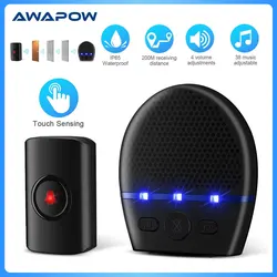 Awapow 110dB Wireless Doorbell Smart Home IP65 Waterproof Outdoor Home Welcome 200M Long Distance 38 Songs Door Chimes Security