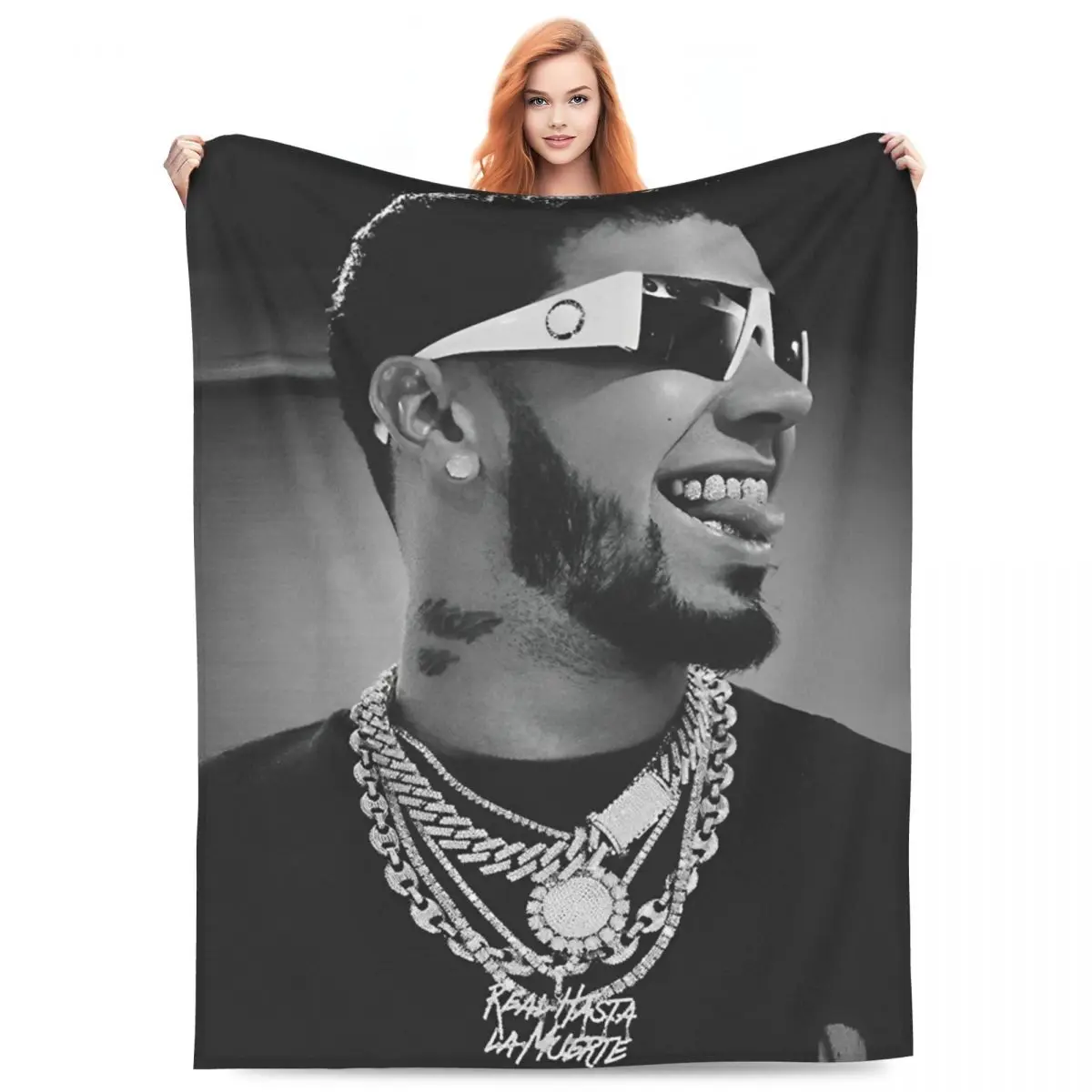 

Anuel AA Rapper Hip Hop Singer Blankets Coral Fleece Plush Decoration Portable Soft Throw Blanket for Sofa Office Bedspread