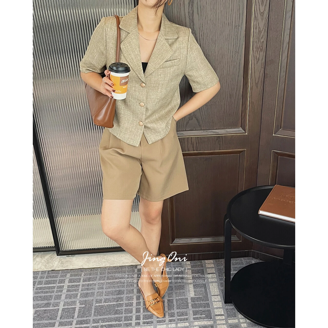 Woman Linen Blazers Cut Out Short Sleeve 2023 Summer Jacket Clothing Top Y2k Coat Elegant Cropped Luxury Chic Korean Stylish