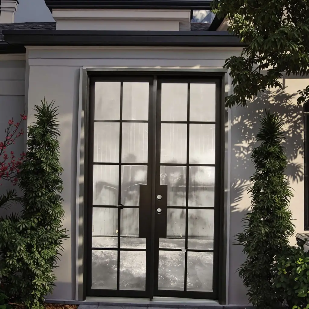 Villa Anodized Aluminum Alloy Frame Glass French Door Large Size French Double Doors Finished Product French Hinged Doors