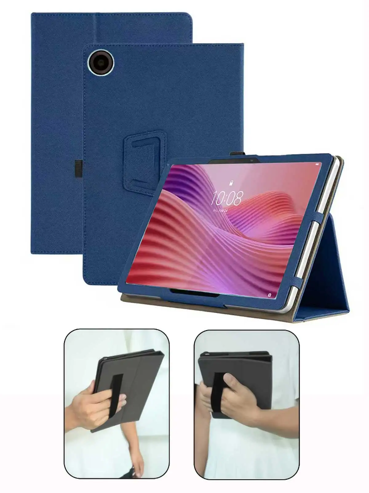 for Lenovo Tab 10.1inch 2025 Tablet Case,Folding Stand Protective Cover with Pencil Holder and Wrist Strap