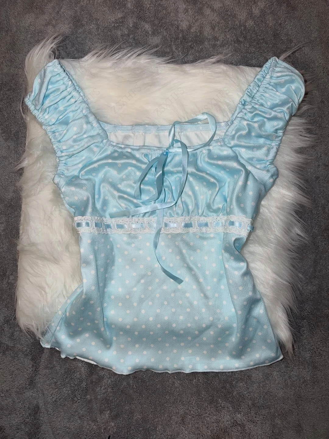 Japanese Wave point Kawaii T Shirts 2000s Clothing Harajuku Streetwear Lace Cuteore Crop Top Femme Casual Sleeveless Y2k T Shirt