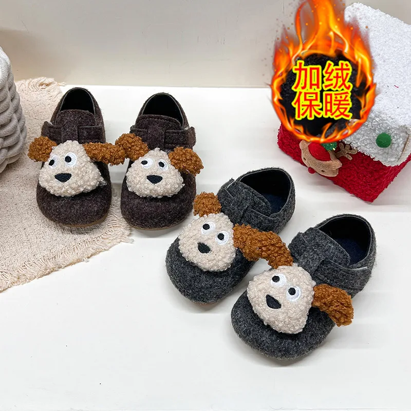 Kids'Casual Shoes Solid Color Cartoon PU Leather Fashion Autumn Shoes For Children Breathable Anti-slip Brown Grey Size 20-31