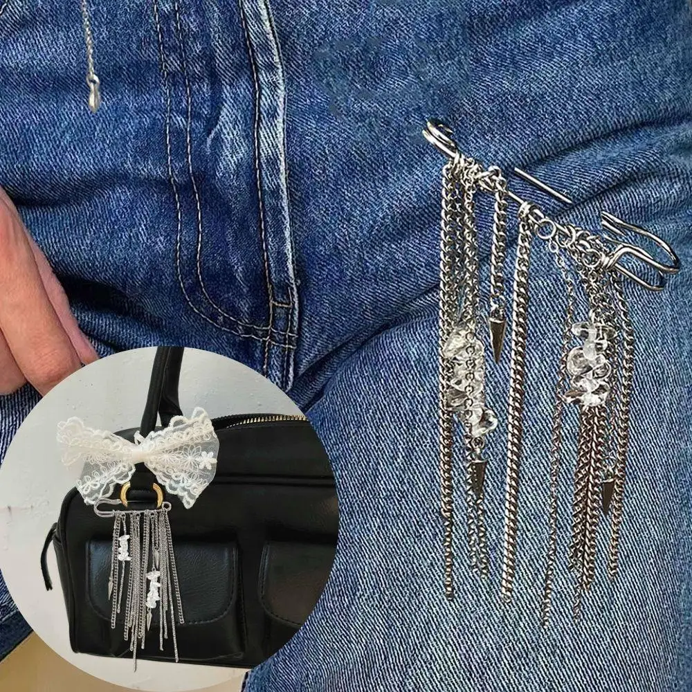 

Винтажная брошь с жемчугом в форме сердца, элегантная брошь с бантом, булавка, регулируемая застежка с кисточкой, пряжка, съемная кисточка, декоративная брошь для брюк