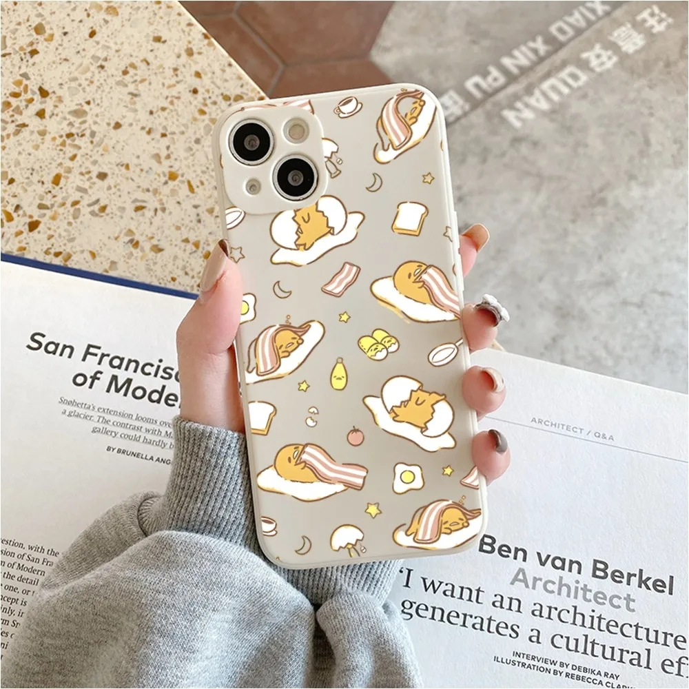 Cartoon G-Gudetama Phone Case For Iphone 11 13 14 Pro Max X Xr Xs Max Se2020 12mini White Cover Case