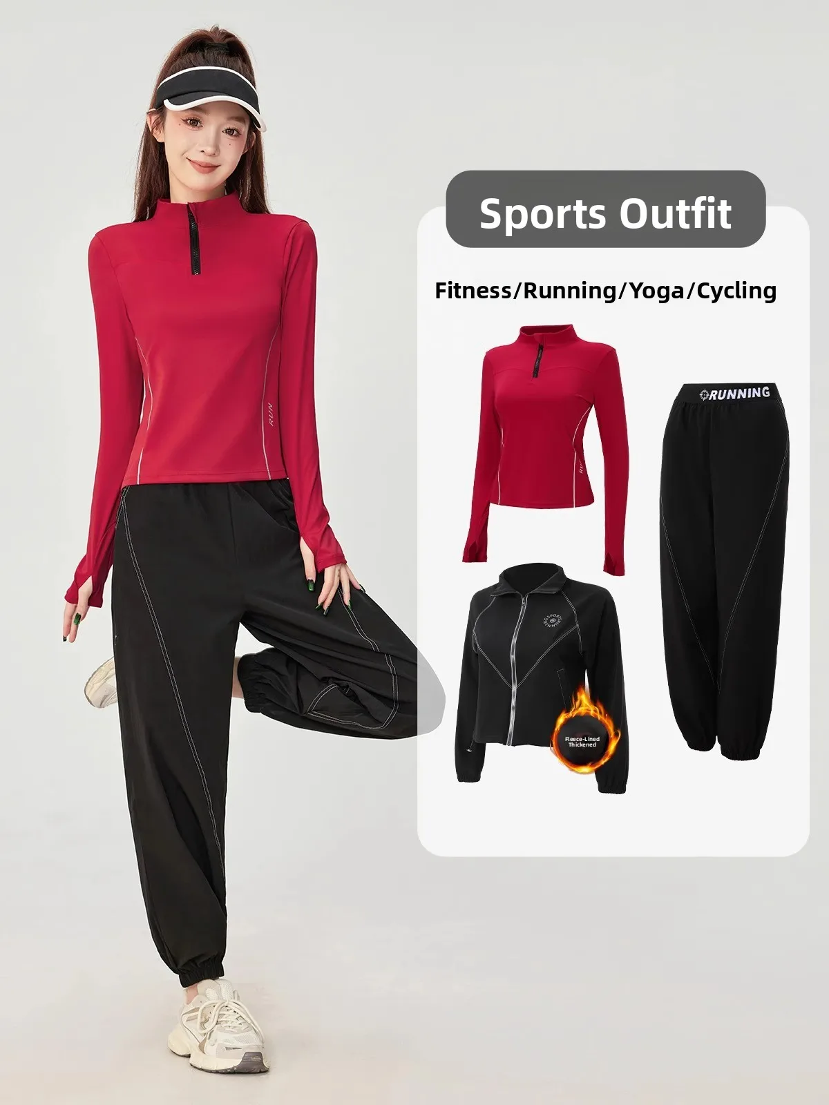 Frauen Lauftraining Anzug Fitn Morning Run Long Sve Marathon f Zip up Top Sportswear Set Herbst Winter Neue Sle